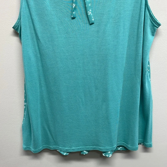 Elle Sleeveless Floral Blouse Back Keyhole Opening with Tie M - Picture 6 of 15